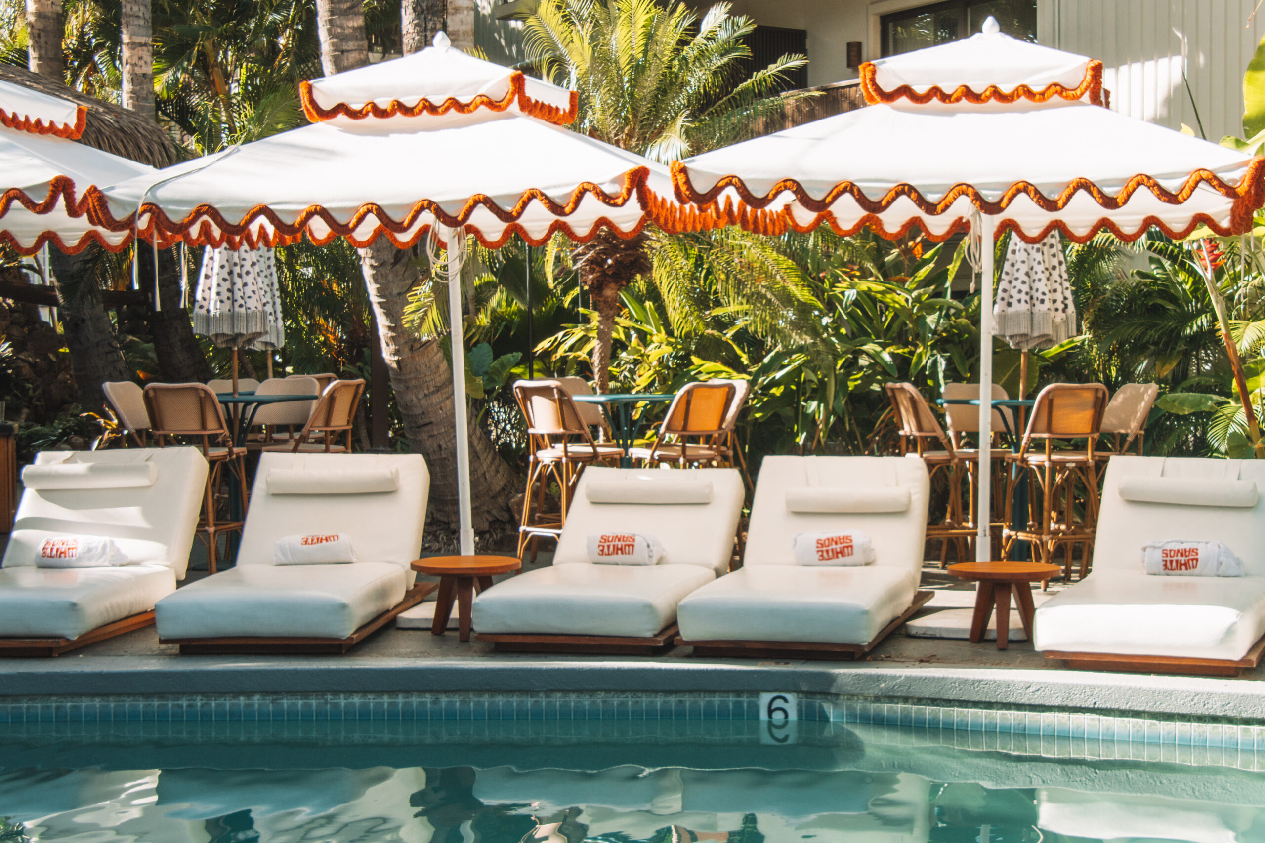 Pool loungers at White Sands Hotel